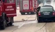 Gaziantep'te seyir halindeki otomobil yandı