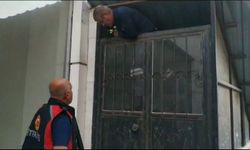 Metruk binanın duvarı arasına sıkışan kediyi itfaiye kurtardı