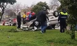 Kontrolden Çıkan Otomobil Takla Attı