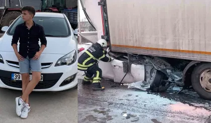 17 Yaşındaki Gencin Feci Ölümü! Otomobil Kamyona Ok Gibi Saplandı