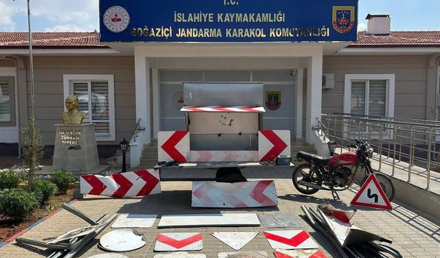 Gaziantep’te levha hırsızı jandarmaya takıldı