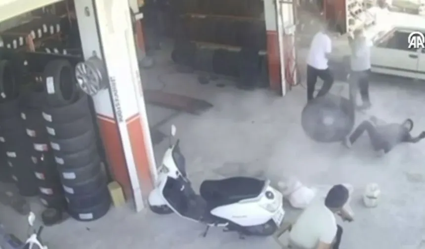 Gaziantep’te lastik bomba gibi patladı