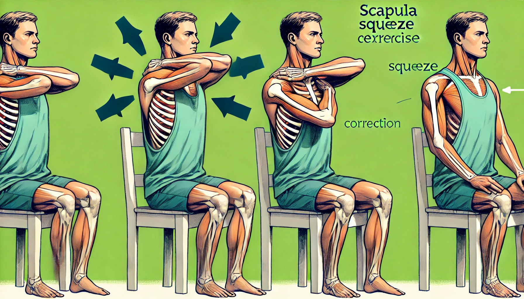 2. Skapula Sıkıştırma (Omuz Bıçaklarını Sıkma)